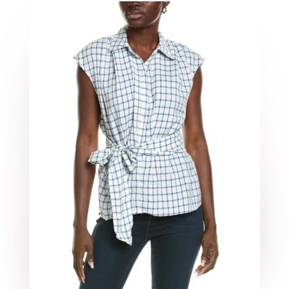 Max Studios Button Down Spread Collar Embroidered Stripes Self Tie Sash NWT SZ M - Picture 3 of 12